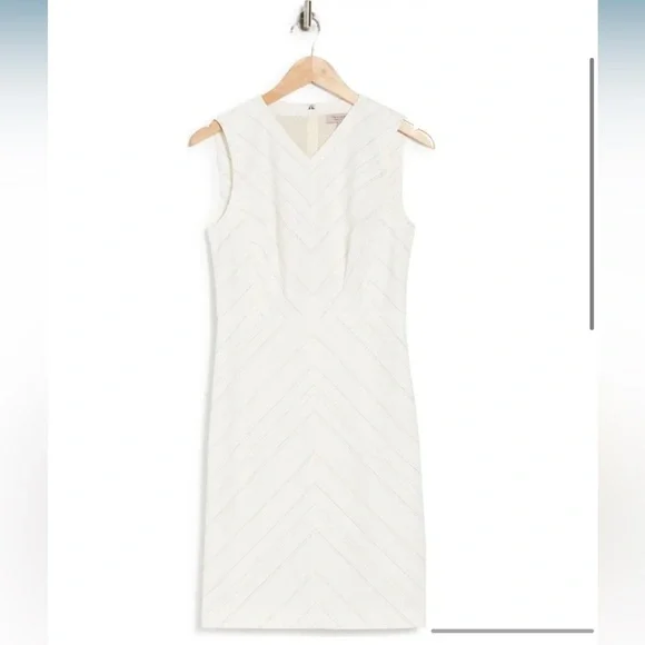 Tailored By Rebecca Taylor Stripe Print Sleeveless Dress Snow Combo Size… - Picture 3 of 8
